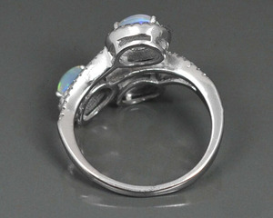 Bague d'opale éthiopienne en argent sterling à la mode trois pierres naturelles avec zircon cubique plaqué rhodium cadeau de fiançailles de mariage pour Wif - Product Image 2