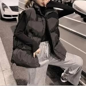 Femmes coupe ample coton épaule gilet nouveau 2023 automne/hiver couleur unie rembourré col montant veste Style coréen vers le bas gilet - Product Image 3