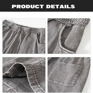 High Quality Oversized Pullover Acid Wash Sweatpants for <b>Men</b> 100% Cotton Casual Street Style Straight Pattern - Product Image 5