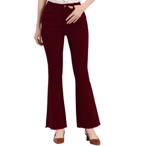 Pantalones acampanados de mezclilla elásticos de cintura alta, ropa de calle transpirable y lavable con estilo informal de campana larga para la temporada de primavera/verano - Product Image 1