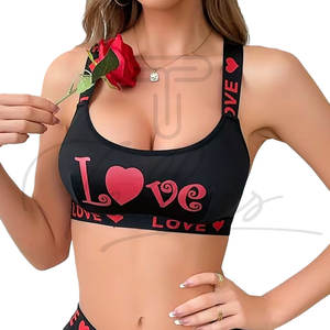 Made in Pakistan Women's Lightweight High Support <b>Racerback</b> Yoga Sports <b>Bra</b> Spandex/Nylon Breathable Valentine's Day <b>Bra</b> - Product Image 2