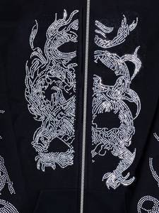 Sudadera con capucha de invierno para hombre, con cremallera completa, de algodón 100% transpirable, estilo hip hop urbano con pedrería, 300g - Product Image 4