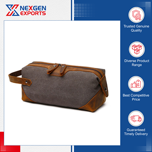 กระเป๋าเครื่องสำอางสำหรับเดินทางผ้าแคนวาสสำหรับผู้ชายมีซิปแบบพกพาเป็นมิตรต่อสิ่งแวดล้อม - Product Image 2