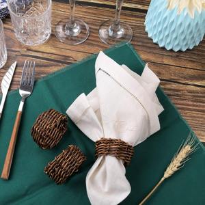 Servilleteros de ratán Coastal Chic-Decoración de comedor temática de playa-Juego de 6 anillos orgánicos para bodas y restaurantes de verano - Product Image 1