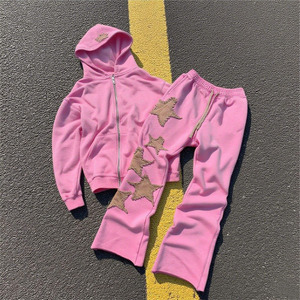 Survêtement d'hiver unisexe de haute qualité avec logo personnalisé 100% coton Pantalon de survêtement de grande taille à capuche - Product Image 1