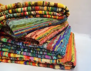 Lớn chindi Thảm khu vực Rag trang trí nội thất Bohemian Ấn Độ thảm sàn trang trí đầy màu sắc bông Thảm phòng khách phòng tắm thảm