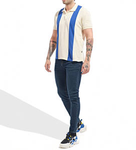 Polo de algodón 100% para hombre, forro azul y blanco de manga corta, contraste con personal de alta calidad a bajo precio, Polo para hombre - Product Image 2