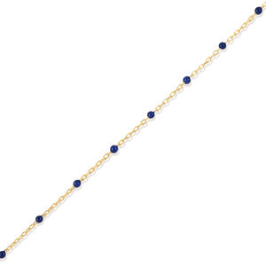 Dark Blue Enamel Design Gold Plated Turkish Handcrafted Wedding Trendy 925 Sterling Silver <b>Chain</b> Bracelet - Product Image 2