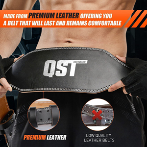 Cowhide <b>Weight</b> Lifting Belt Adjustable Non-Slip Padded Back Support Steel Buckle Compression Workout <b>Training</b> Belt - Product Image 6