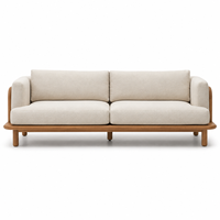 Sillón Moderno Cuadrado de Madera con un Solo Asiento, Brazos Curvos, Tapicería de Tela, Respaldo Acolchado con Relleno de Espuma para Sala de Estar