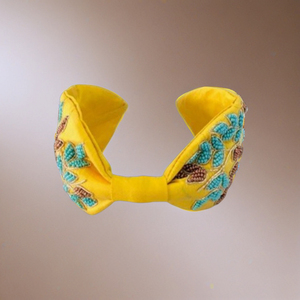 New Handmade Beaded Leaf Embroidery <b>Women</b> Hair Accessory Custom Designer <b>Headband</b> Multi-color Motifs Fabric <b>Headbands</b> - Product Image 2