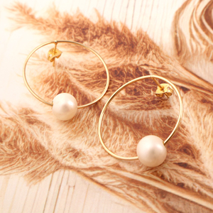 ต่างหูไข่มุกบาร็อคน้ำจืดธรรมชาติห่วงกลมกลมไข่มุกขนาดใหญ่สำหรับผู้หญิงเครื่องประดับแฟชั่น - Product Image 3