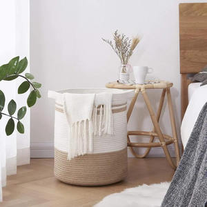 Eco-Friendly Cotton <b>Rope</b> Laundry Hamper Made From Natural Materials For Sustainable Use And Modern Home Decor Solutions - Product Image 3