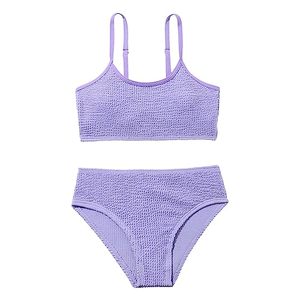 Ensemble de bikini texturé et respirant pour femme - Maillot de bain 2 pièces à col halter avec motif uni écologique - Product Image 1