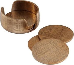 Embossed Gold <b>Square</b> Coaster Set Luxury Classic Style 5mm Thick Heat Resistant Pads for <b>Table</b> Decor Home <b>Bar</b> or Office Use - Product Image 2