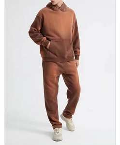 Survêtement pour homme, coupe ajustée, sweat à capuche zippé et pantalon, respirant, lavage à l'acide, qualité supérieure, vêtements de sport - Product Image 1