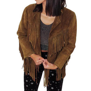 Veste d'hiver en daim de vache de haute qualité pour femmes coton rempli de bouton en cuir respirant caractéristique décorée rayures colorant traité - Product Image 5