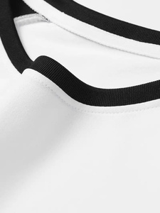 100% coton blanc solide T-Shirt pour hommes grande taille décontracté col rond manches courtes Collection d'été 260 grammes tissu vêtements en vrac - Product Image 3