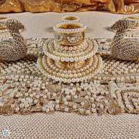 Magnifique ensemble de bougeoirs Rangoli pour festival indien, fleurs artificielles, bougeoirs en métal pour la décoration de l'entrée de la maison, du salon