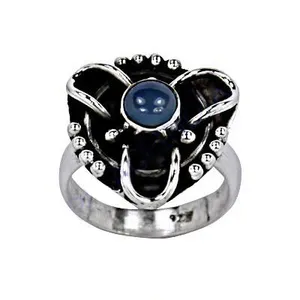 Women's 925 <b>Silver</b> <b>Statement</b> <b>Ring</b> with Blue Gemstone Elegant Jewelry Accessory - Product Image 3