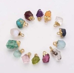 Belle qualité Multi couleur Quartz brut pierres précieuses laiton galvanisé connecteur à caution unique plaqué or connecteur à caution unique pour elle - Product Image 3