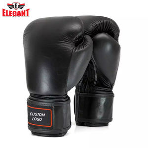 Gants de boxe en cuir noir avec logo personnalisé 6oz-16oz Gants de boxe en cuir Pro pour entraînement de combat et compétition - Product Image 5