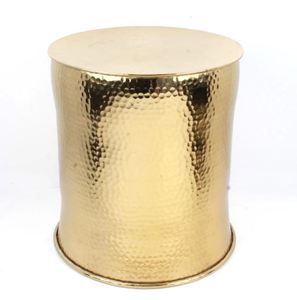 Table de tambour d'appoint en aluminium martelé en gros avec finition dorée en laiton naturel Table d'appoint décorative de salon sur mesure - Product Image 3