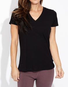 Camiseta de algodón barata personalizada de alta calidad para mujer 2027, camiseta informal de media manga con cuello de pico profundo para mujer - Product Image 3