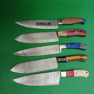 Cuchillo de Chef de cocina de acero de Damasco hecho a mano personalizado de alta calidad, cuchillo de corte de verduras, mango de madera con Funda de cuero - Product Image 6