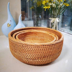 High Demand Set of 3 Natural <b>Rattan</b> <b>Storage</b> <b>Basket</b> Handmade From Vietnam - Product Image 3