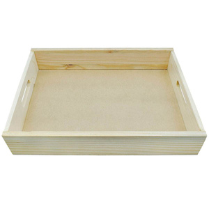 Bandeja DE SERVICIO DE MADERA Rectangular Natural duradera ecológica de alta calidad con asas bandeja de desayuno de madera personalizada cocina de Hotel - Product Image 5
