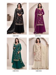 Costume Sharara de fête de mariage de concepteur traditionnel indien pour les femmes travail de séquence de broderie fabriqué à la main pour le pakistanais indien - Product Image 2