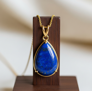 Personnalisable Chaîne Dainty en Argent Sterling 925 Or 18K Forme Ovale Pendentif Bohème Naturel Lapis Lazuli Guérison Cristal Mode - Product Image 5