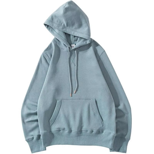 Sudadera con Capucha de Felpa Ecológica Suave Azul Niebla, 100% Algodón, Informal, Deportiva, Bordada, para Hombre - Product Image 1