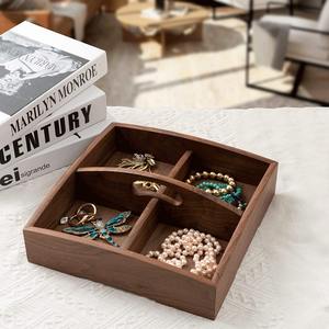 Divided wooden candy <b>trays</b> <b>jewelry</b> storage wood <b>tray</b> with compartment dividers for wholesale export - Product Image 1