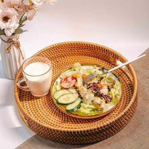 Wholesale Luxury Vietnam Serving <b>Trays</b> Round <b>Circle</b> Rattan Hand Woven <b>Tray</b> Customized logo - Product Image 2