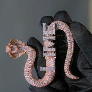 Pendentif personnalisé VVS Hiphop Iced Out Buss Down Snake name 925 Sterling or rose 3D Spécial Moissanite diamant Pendentif - Product Image 5