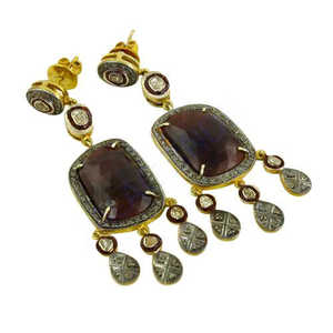 "Vermeil & Diamond Accent <b>Fashion</b> <b>Drop</b> <b>Earrings</b>-Gold Plated" - Product Image 2