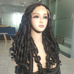 Perruques Lace Front Wig avec Dentelle Transparente 99J, Cheveux Vierges du Vietnam, Bouncy Curl, 5x5, 18 Pouces - Product Image 2