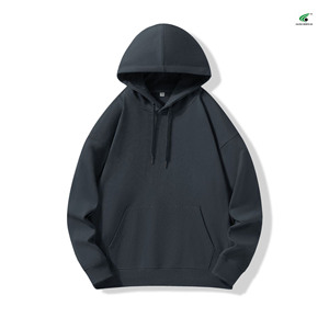เสื้อฮู้ดผู้ชายผ้าคอตตอนผสมมีฮู้ดแบบสวมหัวทรงโอเวอร์ไซส์พื้นฐานเสื้อฮู้ดสไตล์วินเทจเสื้อ500GSM หนาว่างเปล่า - Product Image 2