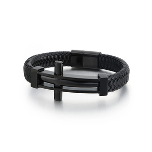 Bracelet en cuir de vachette rétro en acier inoxydable 316L, créatif et tendance, avec breloques mode - Product Image 2