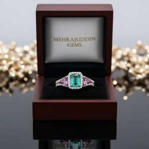 แหวนหมั้นเพชรแซฟไฟร์สีมรกตแนววินเทจแหวนเงินแท้925ออกแบบช่องสำหรับวันครบรอบ - Product Image 5