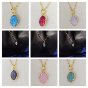 Marquesa mal de ojo 8x12 MM labradorita piedra preciosa colgante collar 925 plata esterlina chapado en oro bisel encanto joyería - Product Image 2