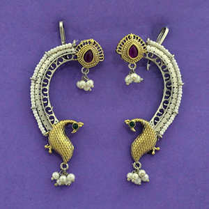 Pendientes de calidad de exportación de moda oxidados chapados en 2 tonos - Product Image 4