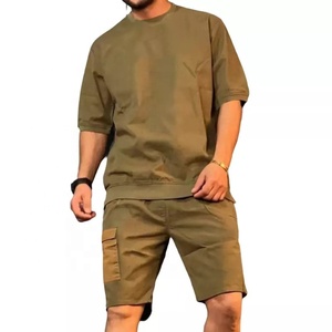 Ensemble t-shirt et Short, Logo personnalisé, Cargo, Short d'été pour homme, grande poche, 2 pièces, collection 2022 - Product Image 3
