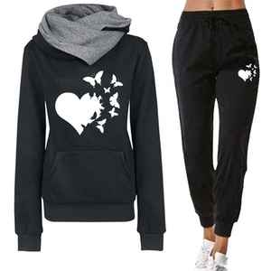 ชุดออกกำลังกายแบบมีฮู้ดพิมพ์ลายผีเสื้อคอปกมีฮู้ดสำหรับกีฬาฤดูหนาว - Product Image 3