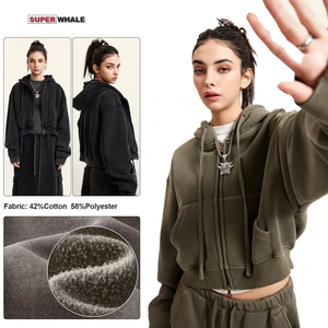 Sudadera con Capucha Extra Grande de Algodón 100% Grueso para Mujer, Personalizada, con Cierre de Cordón, Sudaderas y Hoodies Casuales - Product Image 2