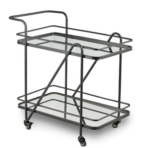 Chariot de service de luxe en métal verre thé vin boissons chariot de bar meubles d'hôtel restaurant service de restauration chariot à 2 niveaux - Product Image 4