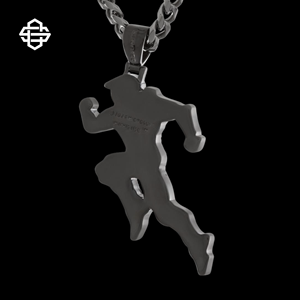 สร้อยคอจี้ผู้ชายสำหรับวิ่งแบบกำหนดเองสำหรับผู้ชายเครื่องประดับฮิปฮอปชุบสีดำหินสีเขียว CZ - Product Image 3