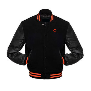 Chaqueta Varsity Letterman de calidad superior para hombre en lana y cuero negro personalizable al por mayor para la temporada de invierno - Product Image 3